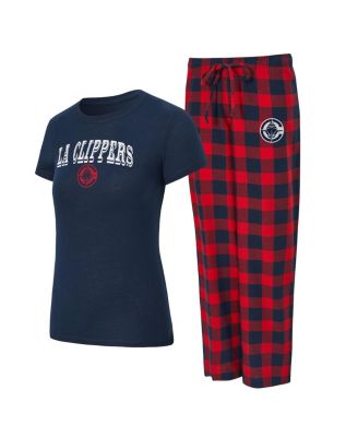 Concepts Sport Женский фланелевый пижамный комплект: футболка и брюки LA Clippers Avondale, темно-синий/красный