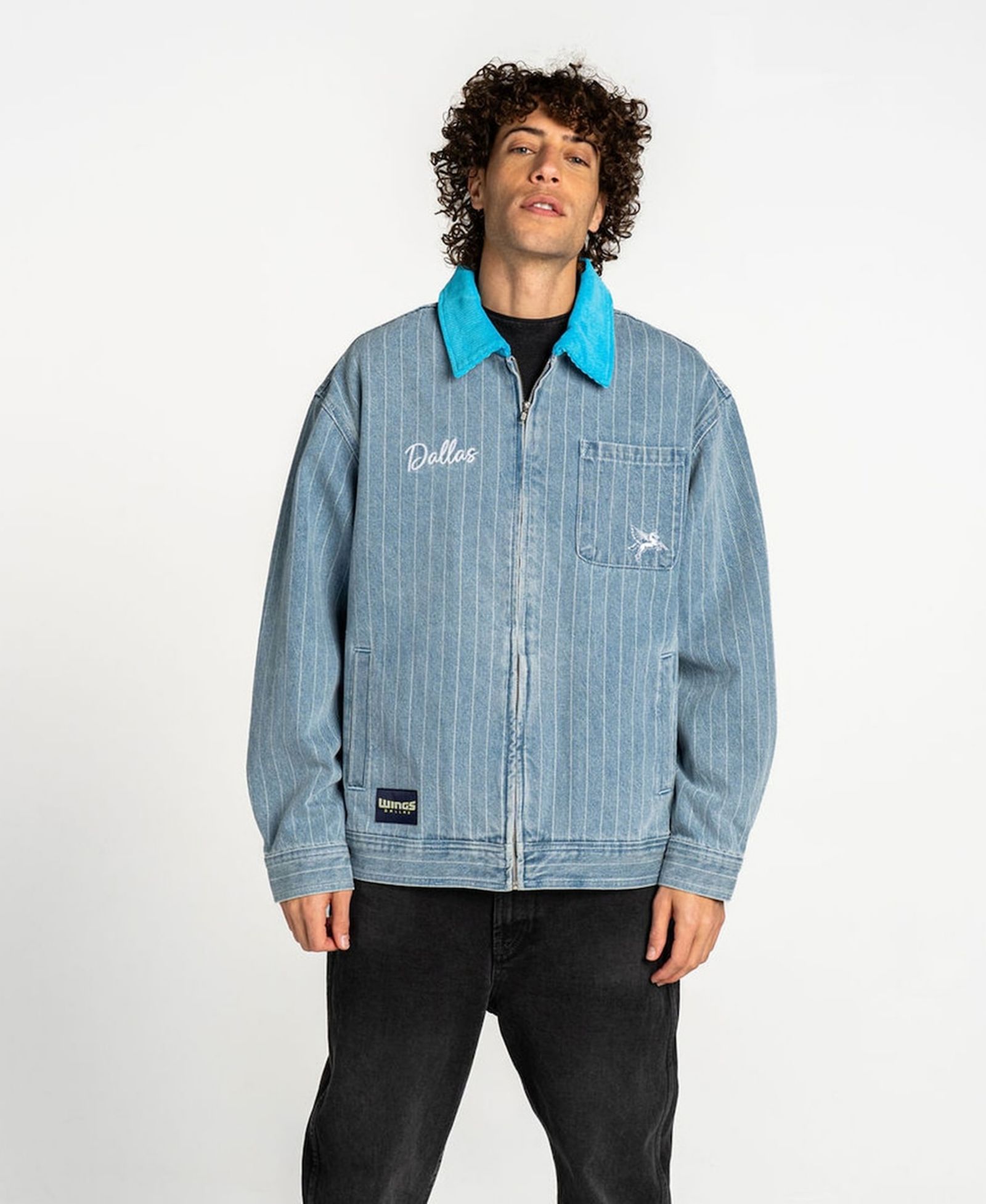 Джинсовая куртка The Wild Collective Denim Dallas Wings Conductor на молнии, мужская и женская