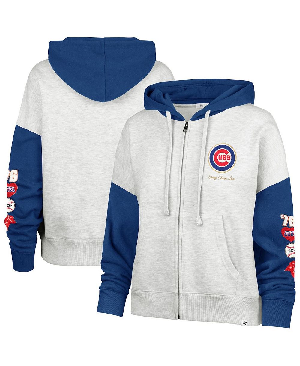 '47 Brand Женское худи с полной молнией, цвет Heather Gray/Royal Chicago Cubs