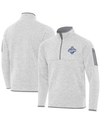 Мужская толстовка-худи Antigua Heather Gray Los Angeles Dodgers Back-to-Back World Series s Fortune Quarter-Zip Pullover