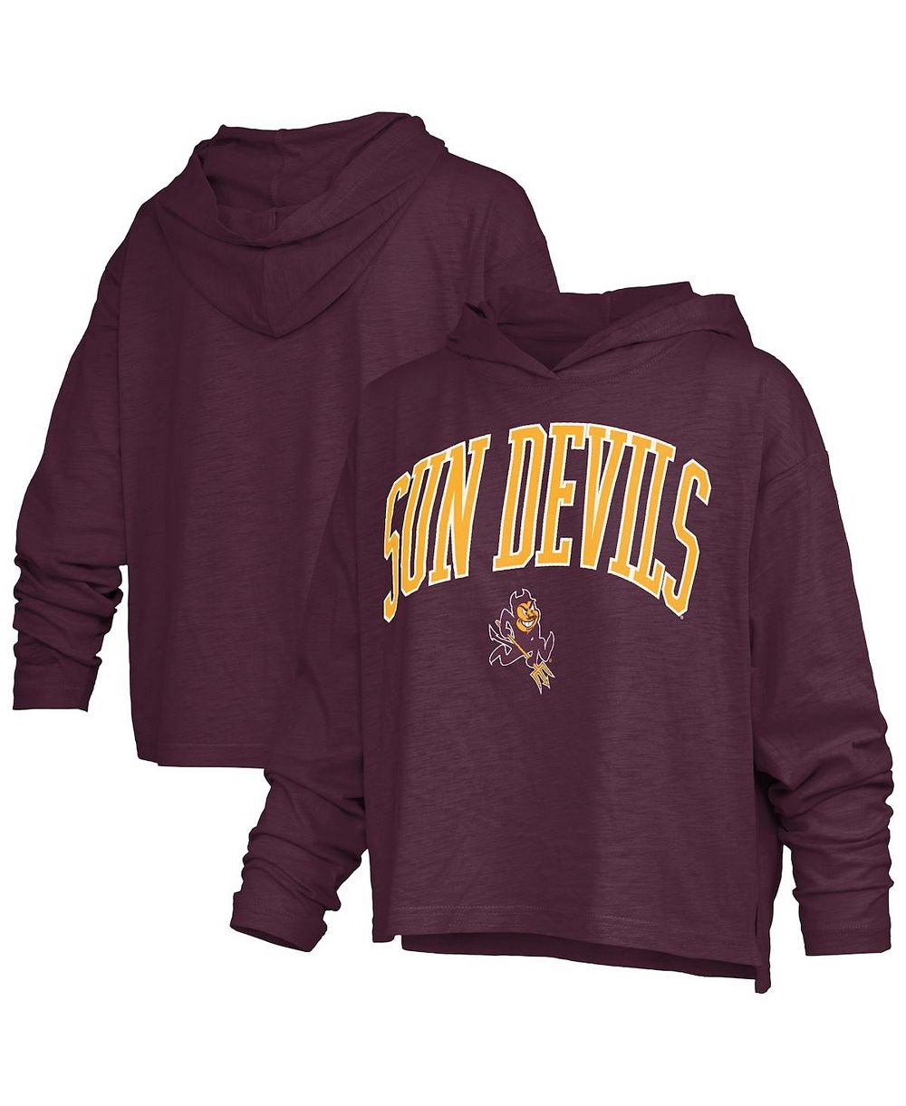 Женская футболка Pressbox Maroon Arizona State Sun Devils Nelson Arch Over Logo Long Sleeve Hooded Slub