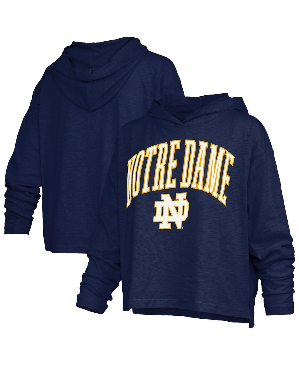 Pressbox Женская футболка с длинным рукавом и капюшоном Navy Notre Dame Fighting Irish Nelson Arch Over Logo Slub