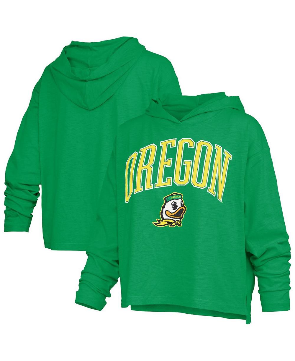 Pressbox Женский Green Oregon Ducks Nelson Arch Over Logo Long Sleeve Hooded Slub T-Shirt