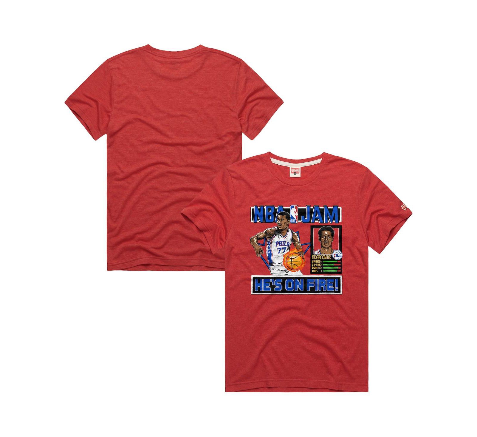 Homage Мужская и Женская футболка Tri-Blend Philadelphia 76ers NBA Jam VJ Edgecombe