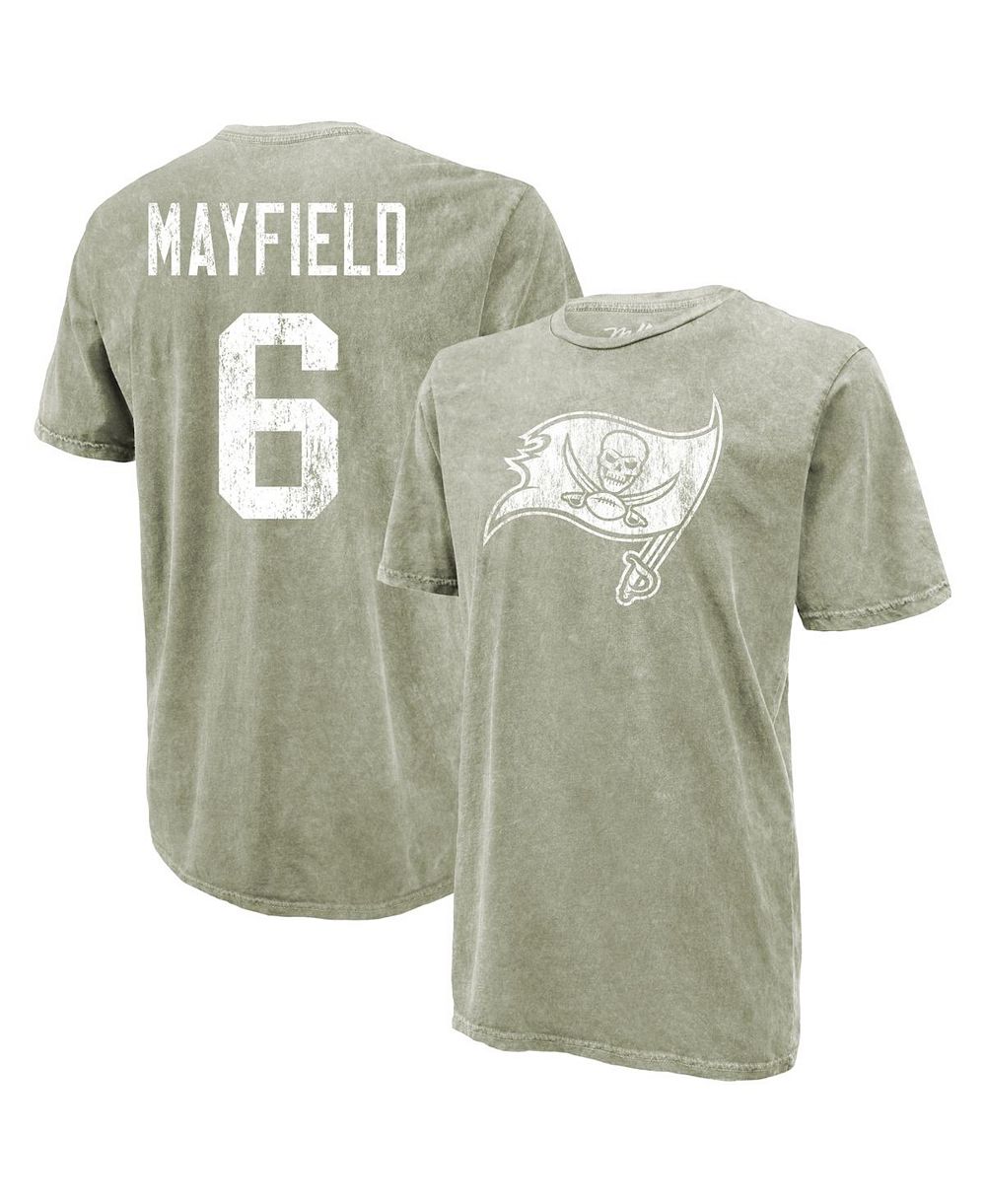 Majestic Threads Мужская футболка Baker Mayfield Moss Green Tampa Bay Buccaneers Mineral Wash Name & Number