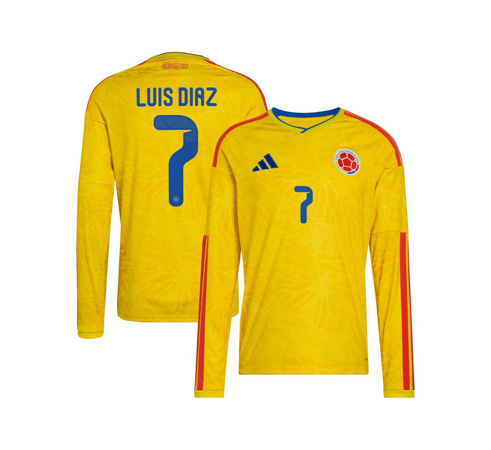 adidas Мужская джерси Luis Diaz Colombia National Team 2026 Home Replica, желтая