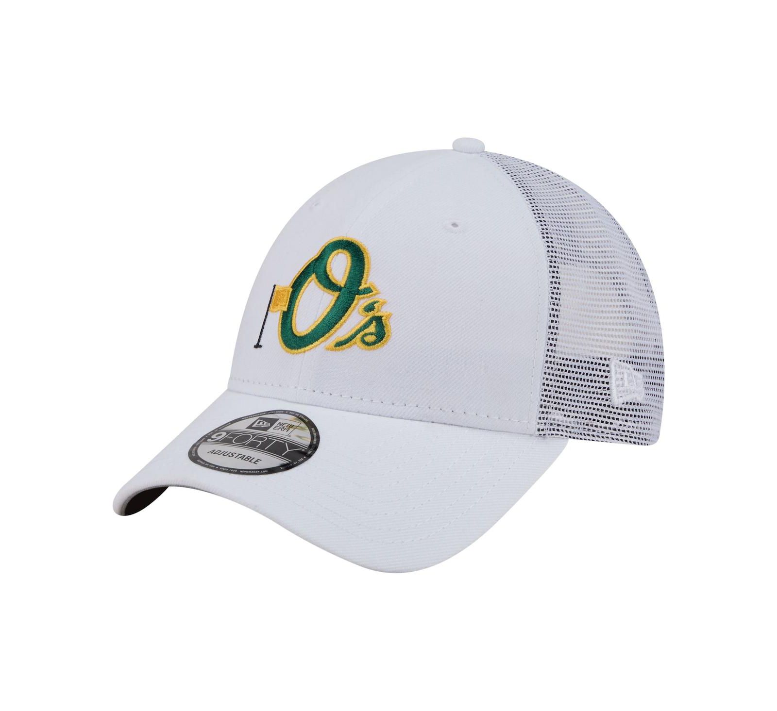 New Era Мужская белая кепка Baltimore Orioles Flag 9FORTY Trucker Adjustable Hat