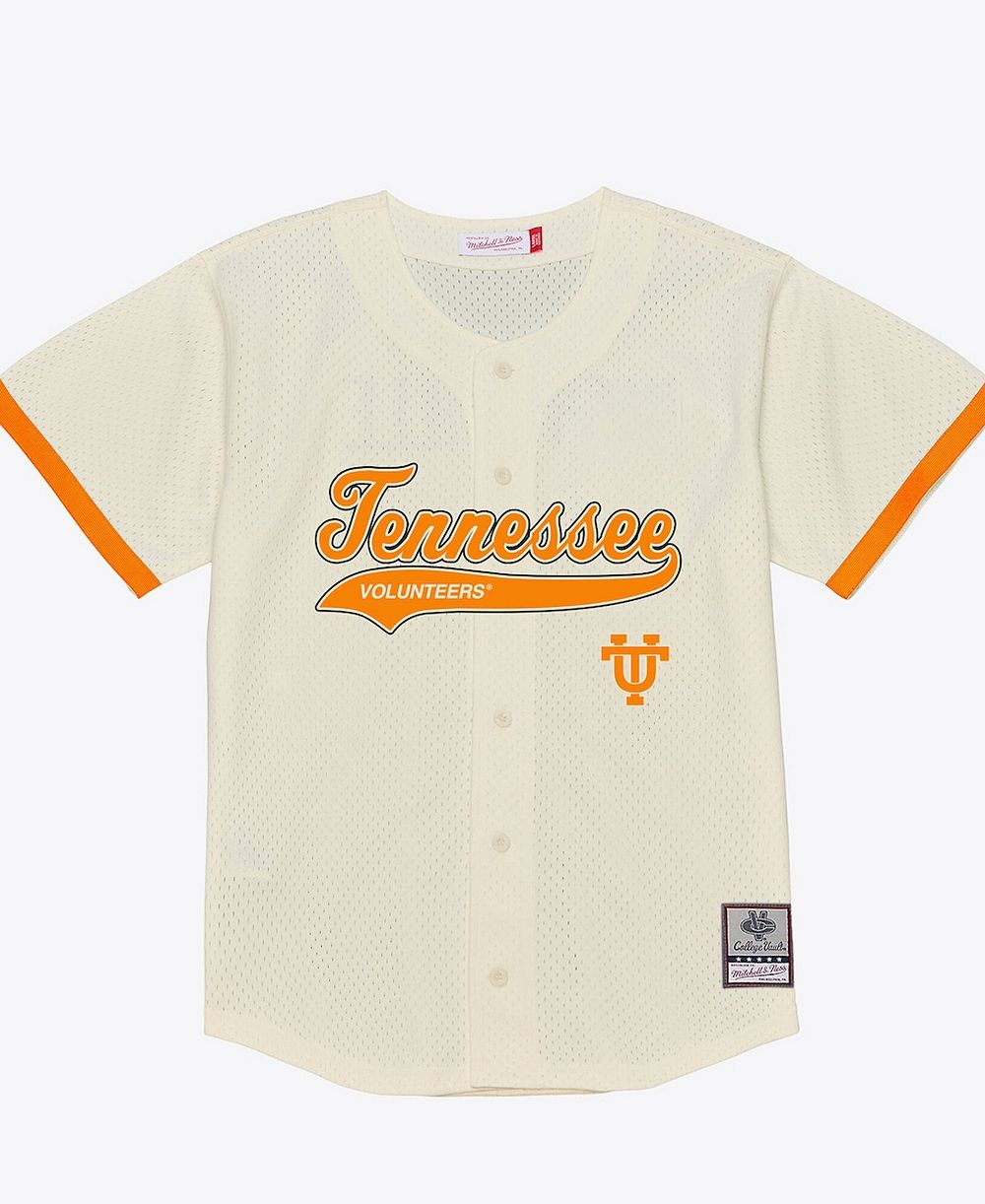 Mitchell & Ness Men's Cream Tennessee Volunteers Mesh Button-Up Batting Practice Baseball Jersey