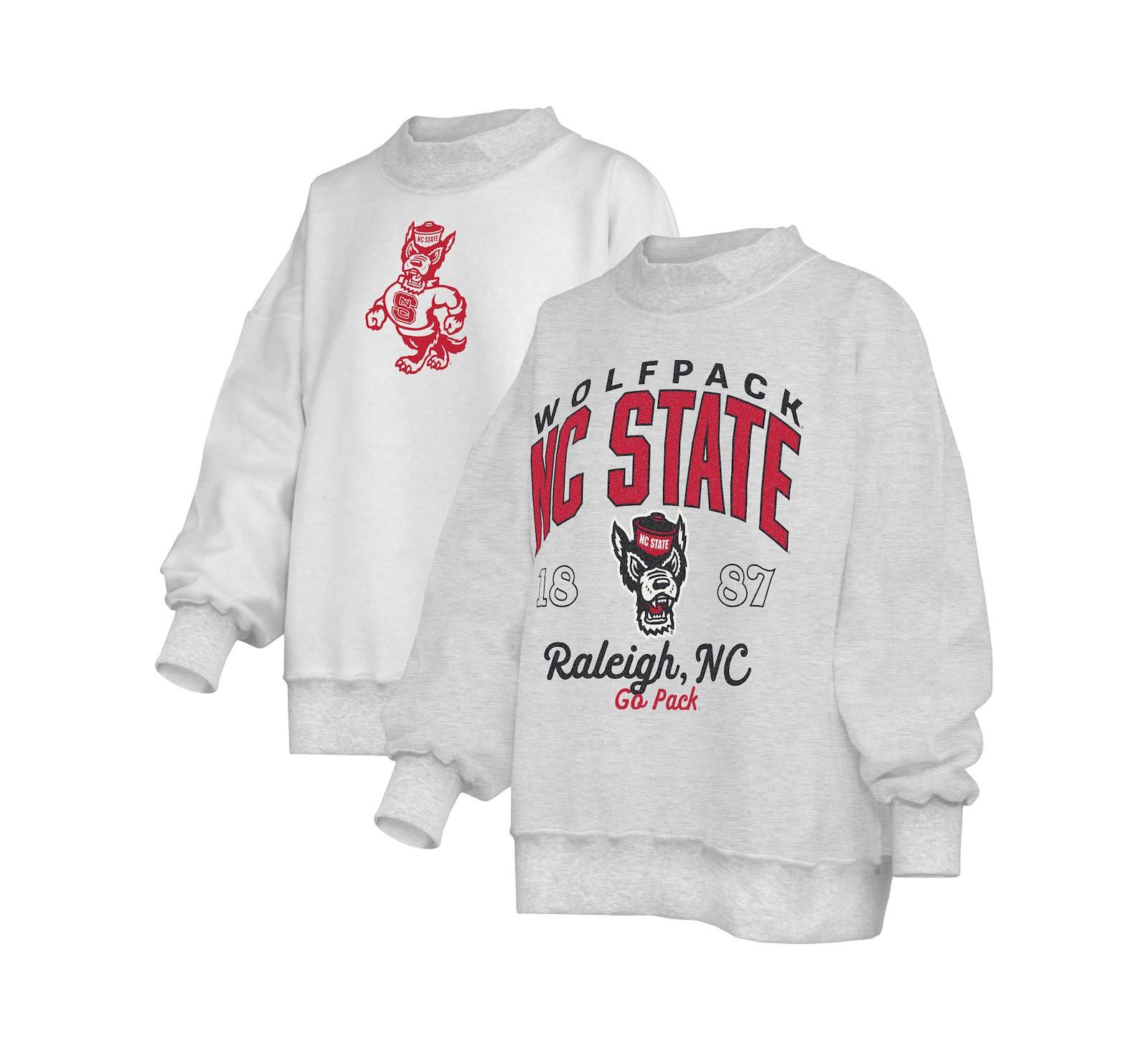Pressbox Women's Heather Gray NC State Wolfpack Reversible Sweatshirt