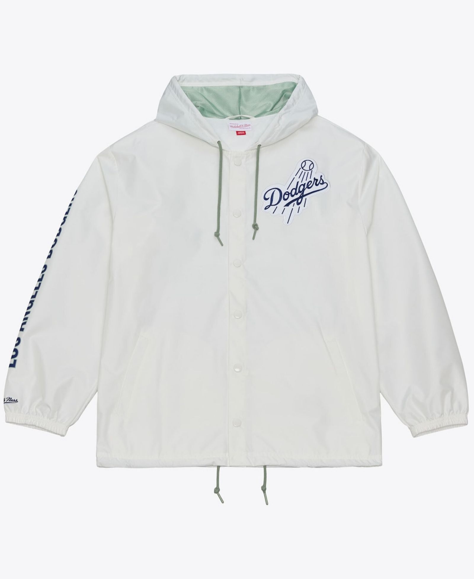 Mitchell & Ness Мужская White Los Angeles Dodgers Yacht Rock Coaches Full-Snap Hooded Windbreaker Jacket