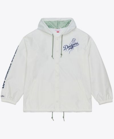 Mitchell & Ness Мужская White Los Angeles Dodgers Yacht Rock Coaches Full-Snap Hooded Windbreaker Jacket