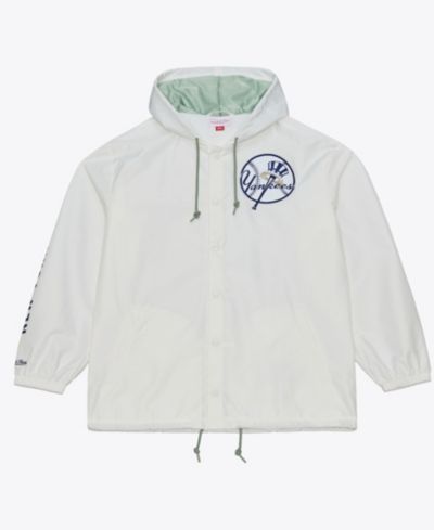 Мужская ветровка Mitchell & Ness White New York Yankees Yacht Rock Coaches Full-Snap Hooded Windbreaker Jacket