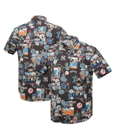 Reyn Spooner Men's Black New York Yankees Día De Los Muertos Tri-Blend Button-Down Shirt