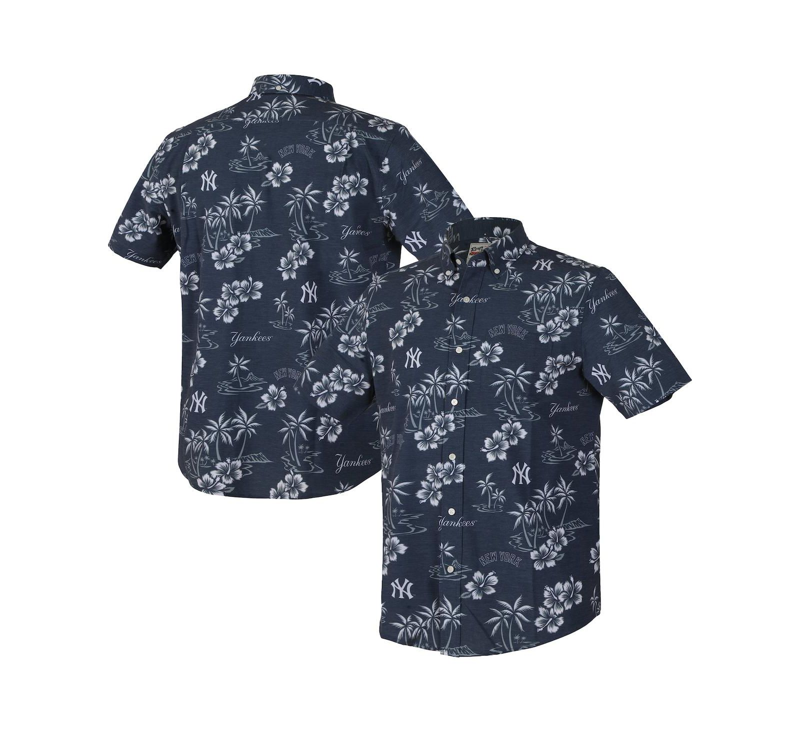 Reyn Spooner Men's Navy New York Yankees Kekai Performance Button-Down Tri-Blend Top