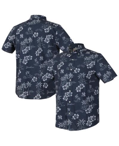 Reyn Spooner Men's Navy New York Yankees Kekai Performance Button-Down Tri-Blend Top