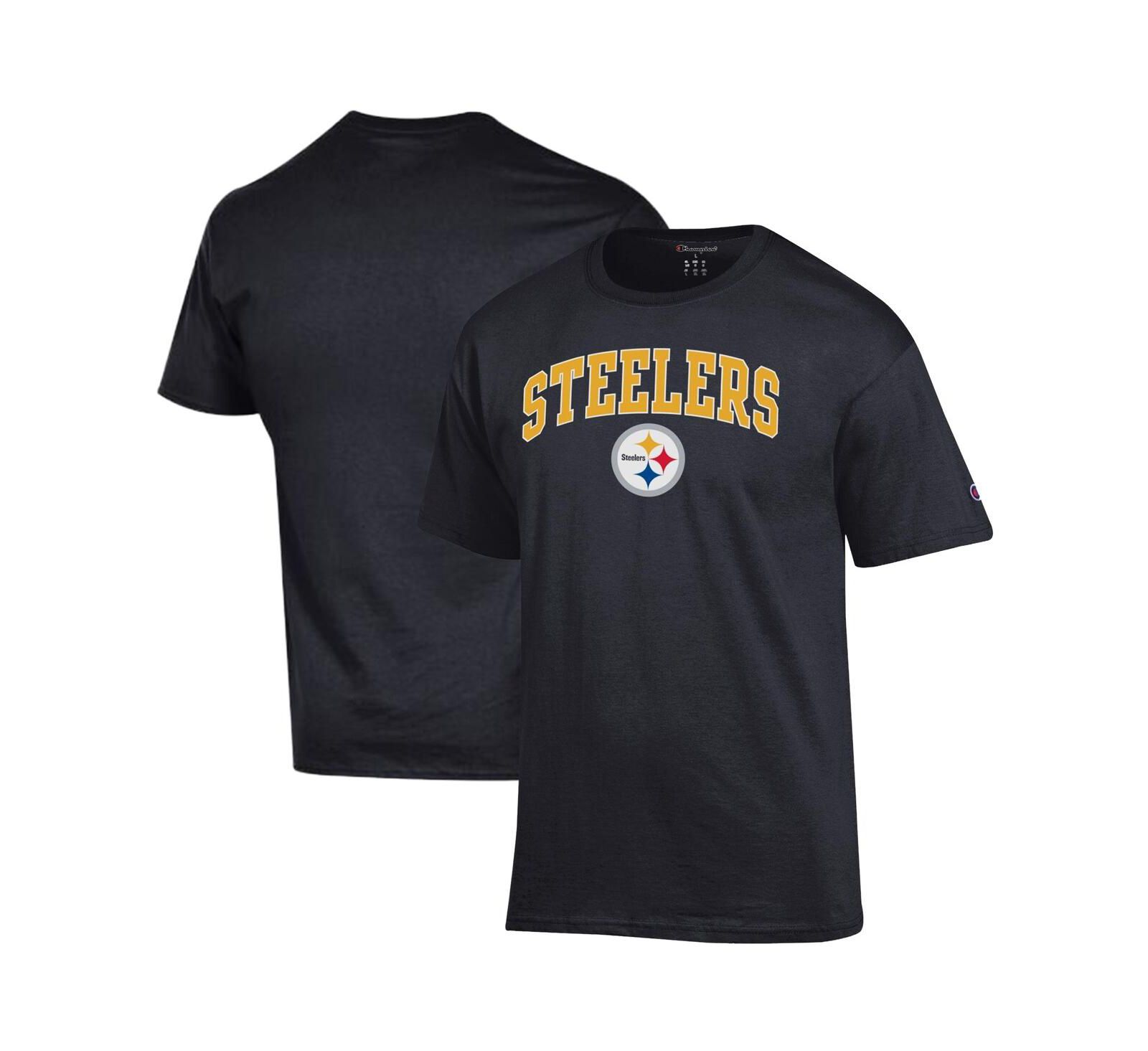 Champion Men's Black Pittsburgh Steelers Arch Over Logo T-Shirt