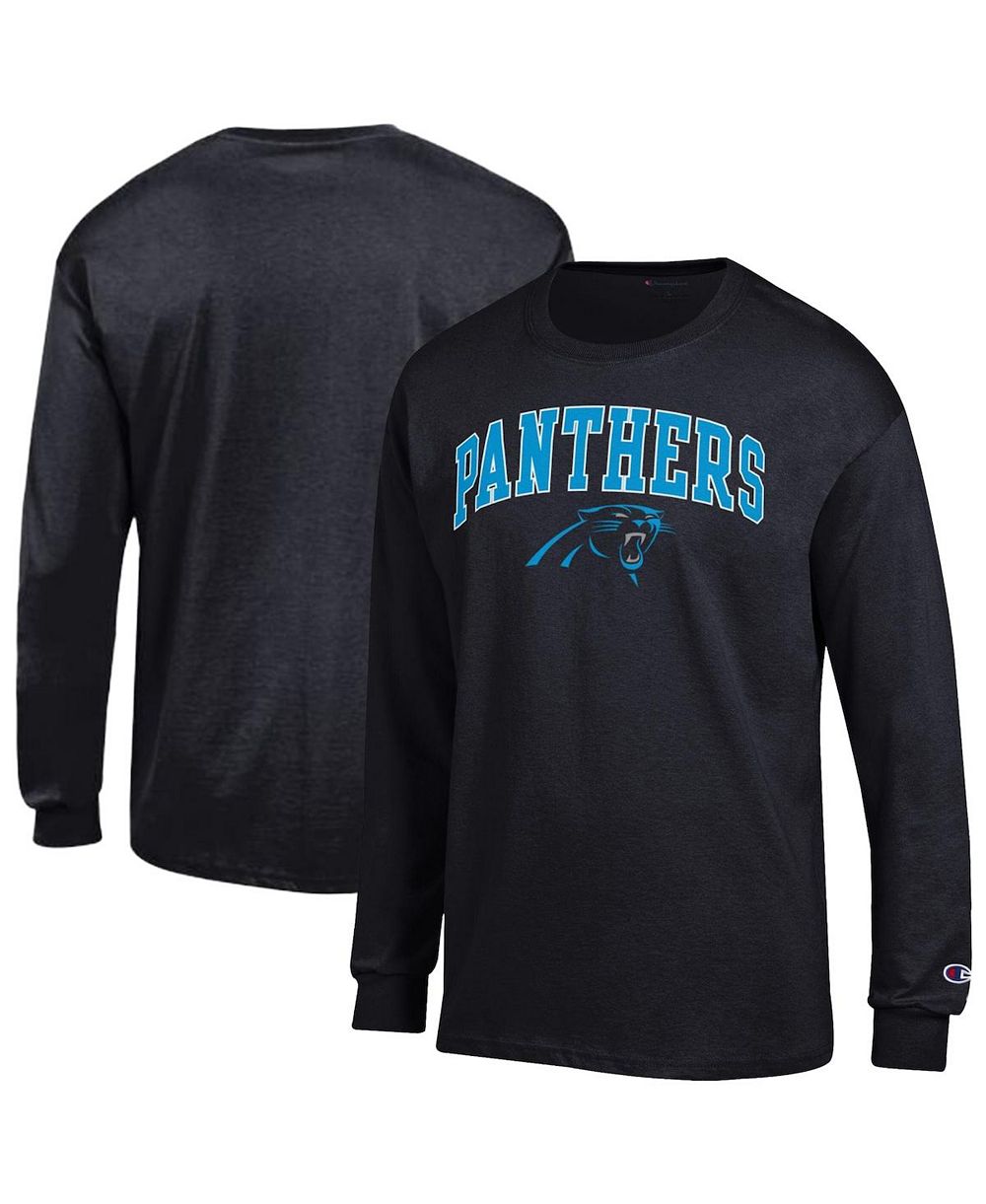 Мужская футболка Champion Black Carolina Panthers Arch Over Logo с длинными рукавами