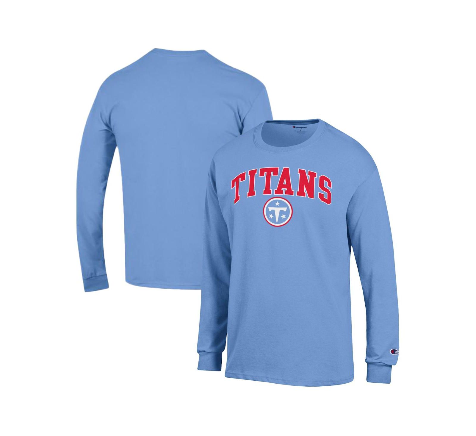 Champion Men's Light Blue Tennessee Titans Arch Over Logo Long Sleeve T-Shirt