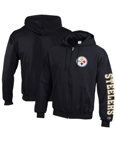 Мужское худи Champion Pittsburgh Steelers Powerblend Fleece Full-Zip, черный