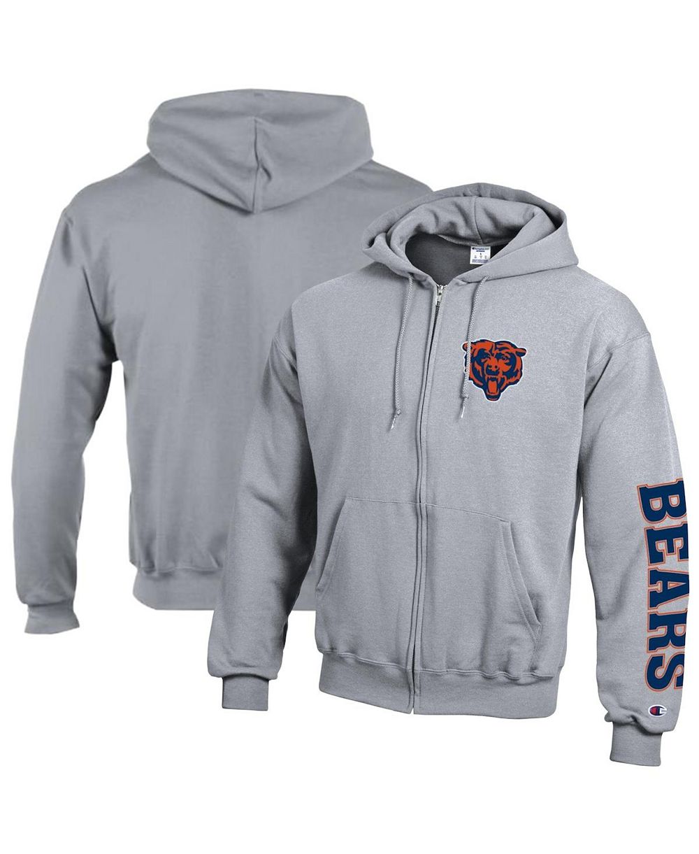 Champion Men's Heather Gray Chicago Bears Powerblend Fleece Full-Zip Hoodie