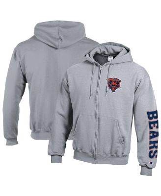 Champion Men's Heather Gray Chicago Bears Powerblend Fleece Full-Zip Hoodie