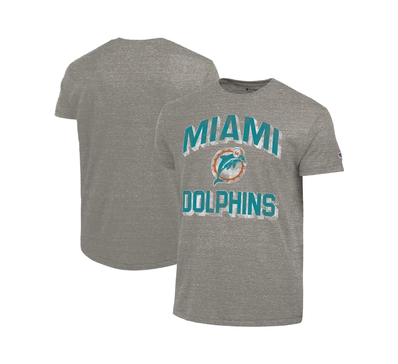 Champion Мужская футболка Miami Dolphins Ultimate Tri-Blend, угольный