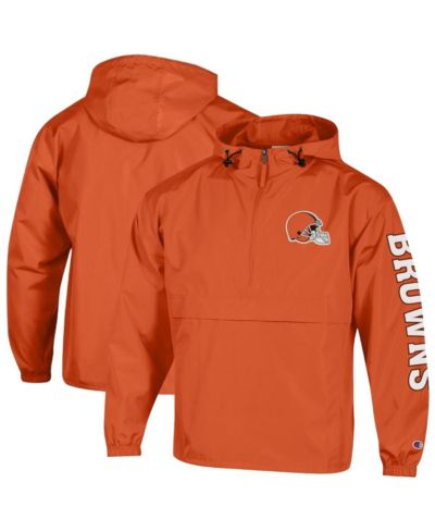 Мужская ветровка Champion Cleveland Browns оранжевая, с капюшоном и полумолнией