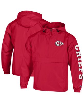 Мужская красная ветровка Champion Red Kansas City Chiefs Packable Hooded Windbreaker Half-Zip Jacket