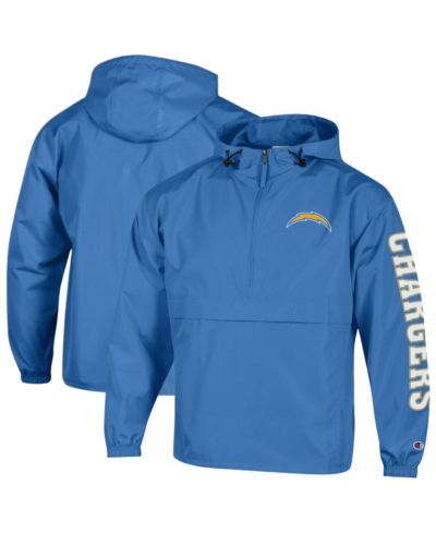 Champion Мужская ветровка Champion с капюшоном и застежкой на молнию, цвет Powder Blue, Los Angeles Chargers, складная