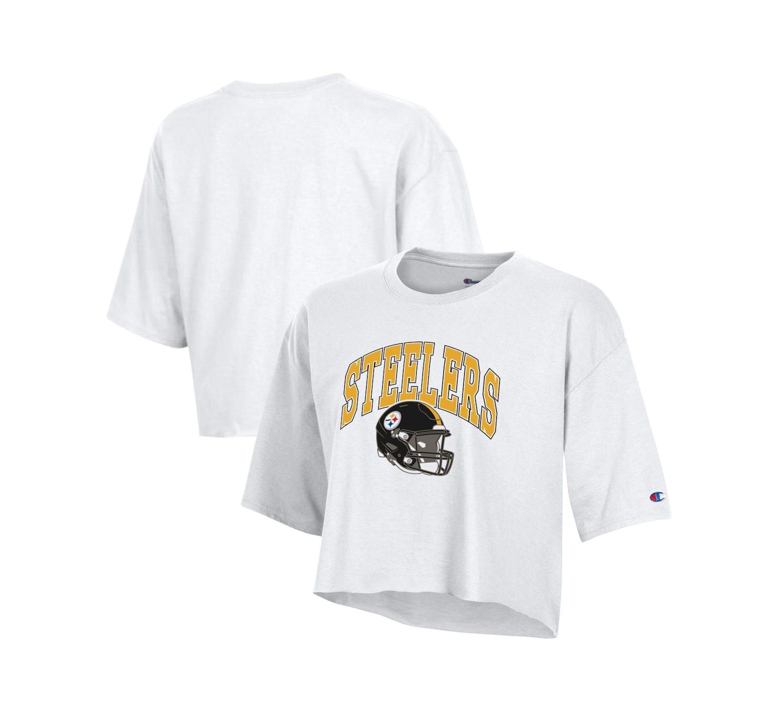 Женская укороченная футболка Champion Pittsburgh Steelers Boyfriend Cropped, White