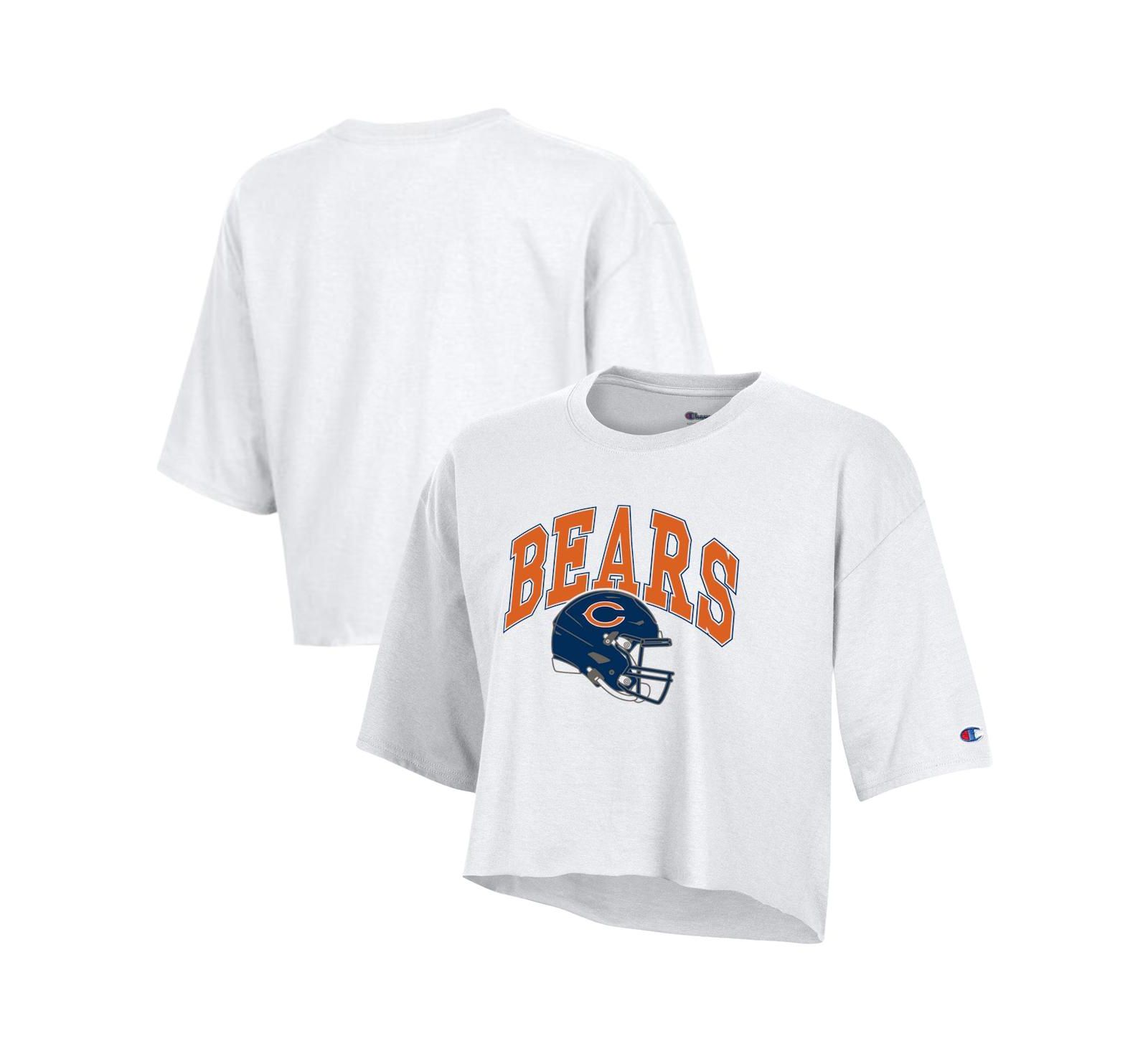 Женская укороченная футболка Champion White Chicago Bears Boyfriend