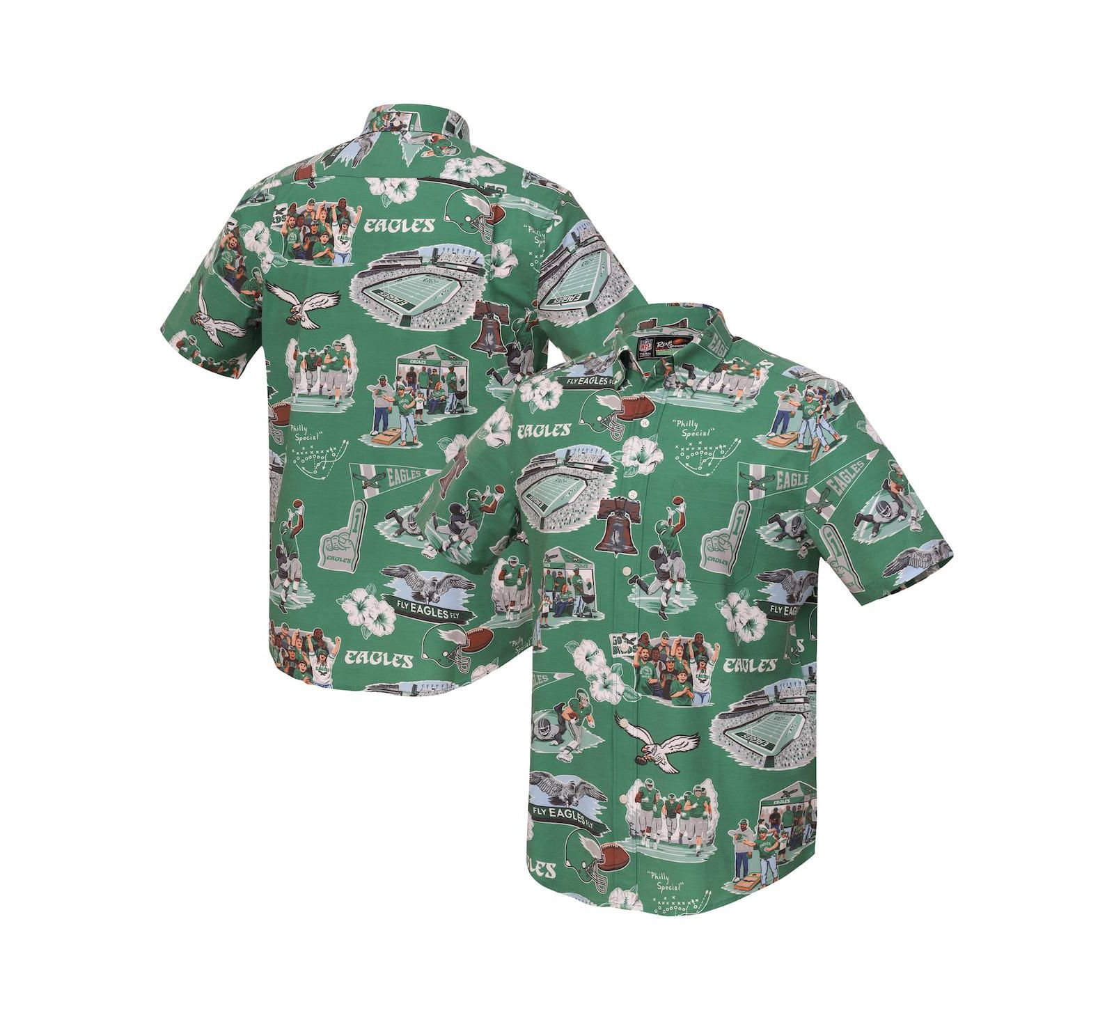 Reyn Spooner Мужская рубашка на пуговицах Philadelphia Eagles Kelly Green