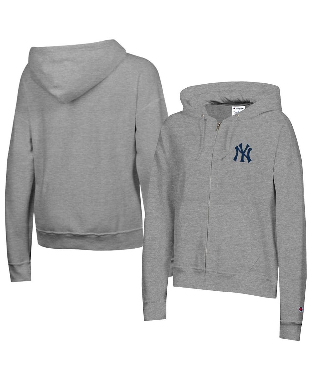 Champion женское худи на молнии Powerblend Fleece New York Yankees, серый меланж