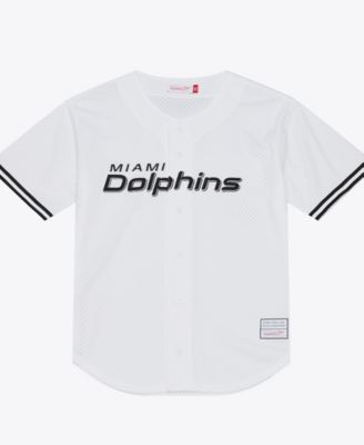 Мужская бейсбольная джерси Mitchell & Ness White Miami Dolphins Monochrome Mesh