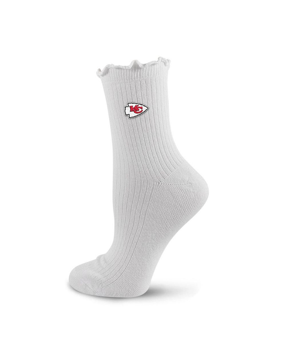Pro Compression Women's White Kansas City Chiefs Logo Lettuce Hem Quarter Socks