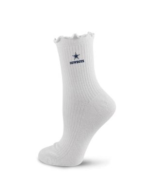 Pro Compression Women's White Dallas Cowboys Logo Lettuce Hem Quarter Socks