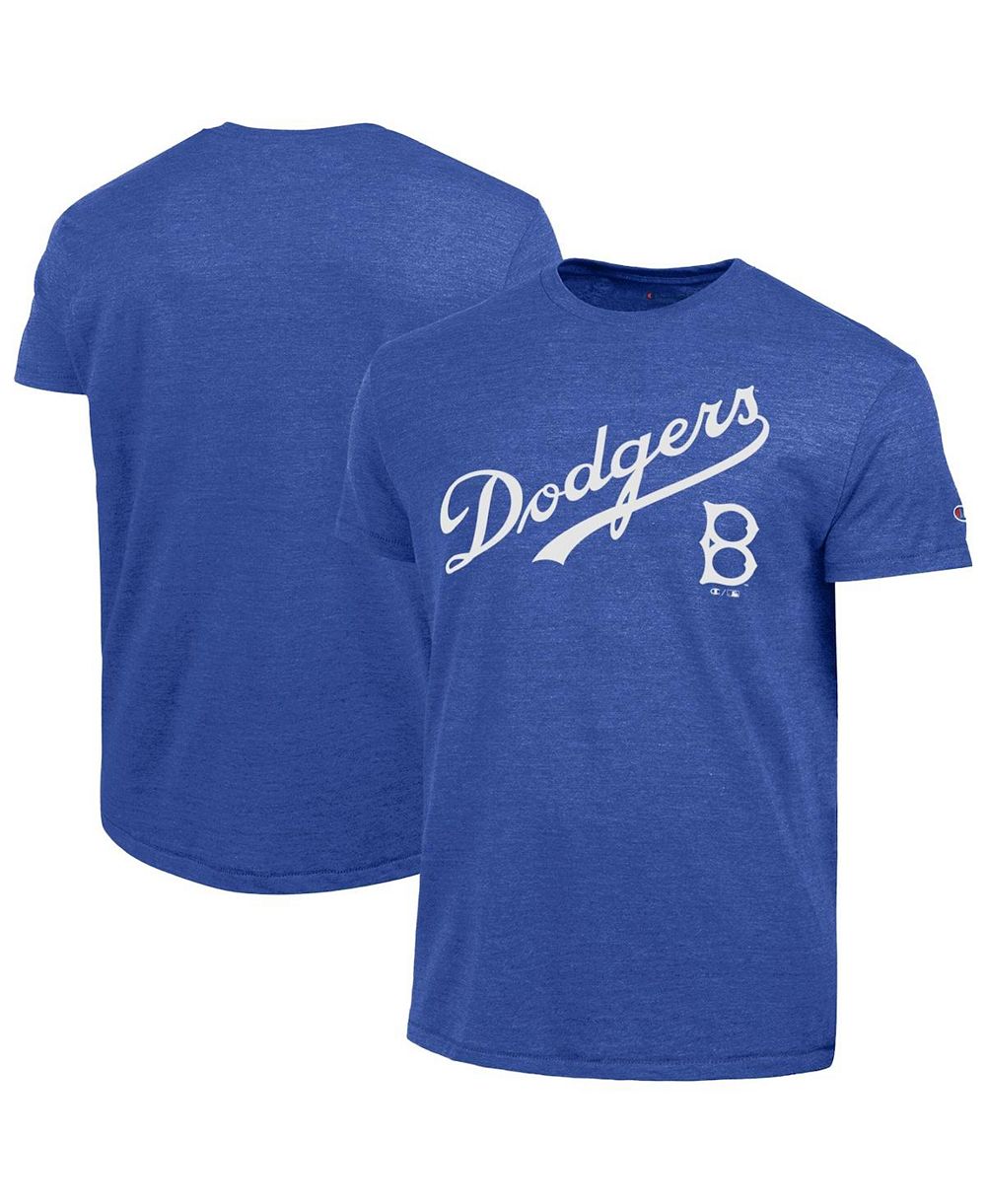 Champion Men's Royal Brooklyn Dodgers Cooperstown Wordmark Lockup Tri-Blend T-Shirt