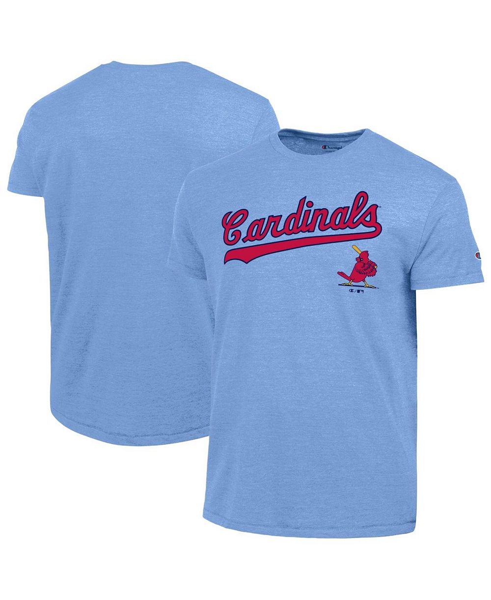 Champion Men's Light Blue St. Louis Cardinals Cooperstown Wordmark Lockup Tri-Blend T-Shirt