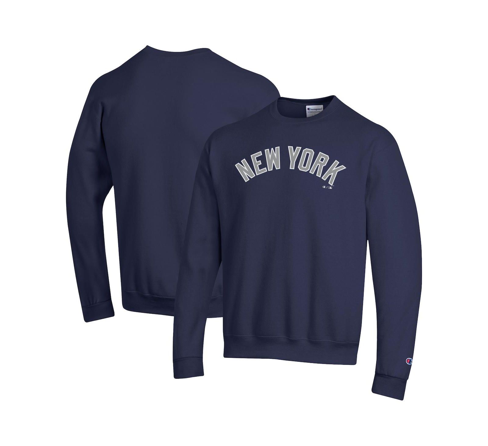Мужской свитшот Champion Navy New York Yankees Powerblend Wordmark