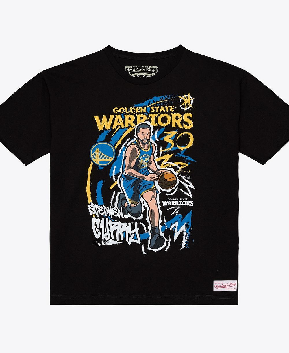 Мужская футболка Mitchell & Ness Stephen Curry Black Golden State Warriors Chalked Up