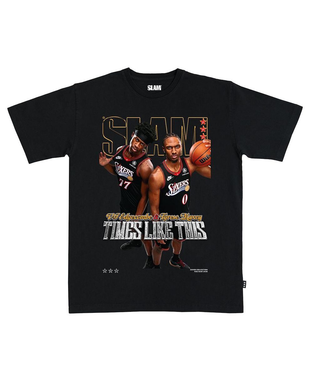 Футболка Slam Men's and Women's VJ Edgecombe Tyrese Maxey Black Philadelphia 76ers