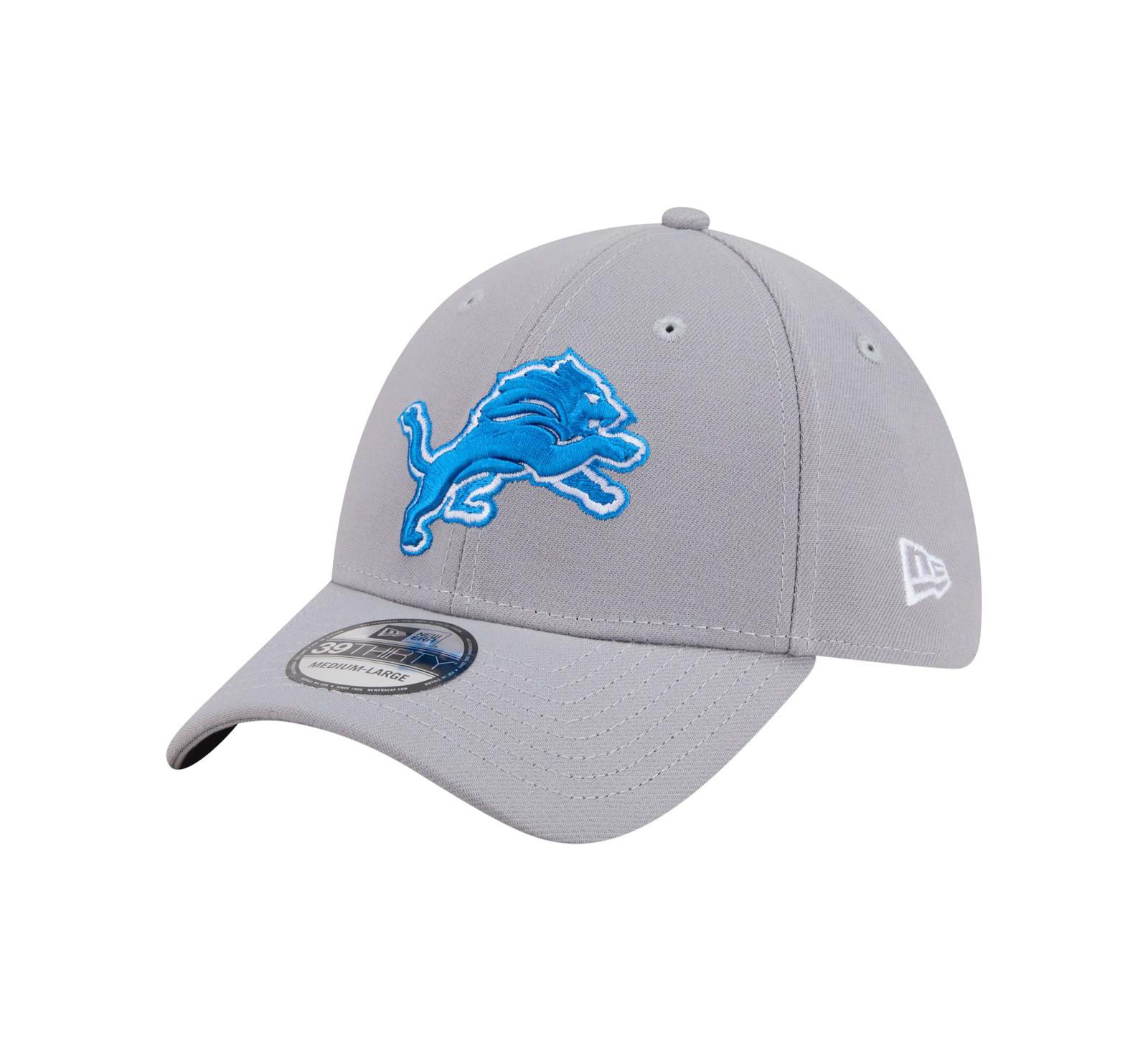 New Era Men's Gray Detroit Lions Core Team 39THIRTY Flex Hat