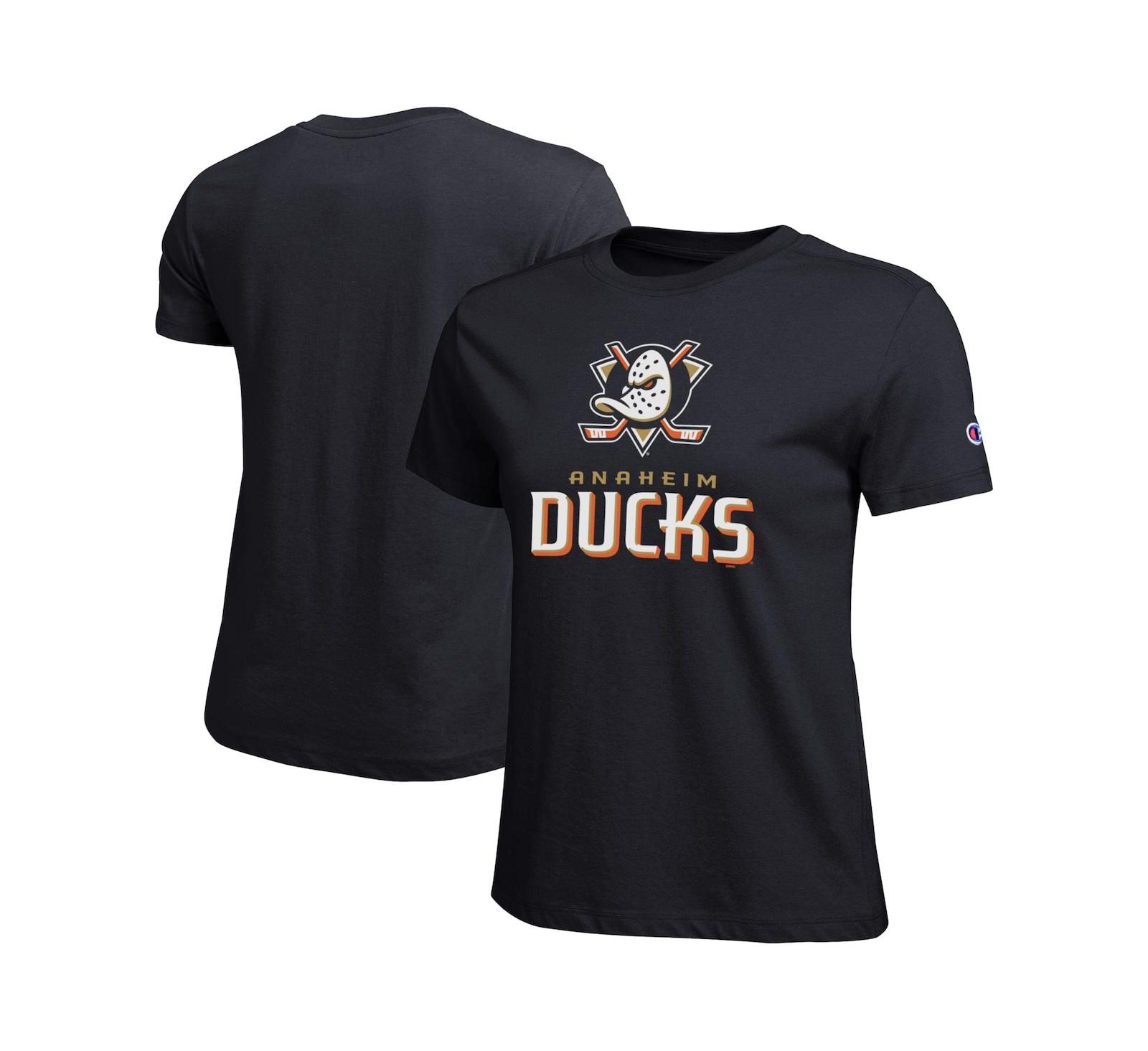 Женская футболка Champion Black Anaheim Ducks Wordmark Lockup