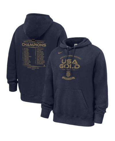 Мужское худи Nike Navy USA Hockey 2026 Winter Gold Medal Roster Club Fleece