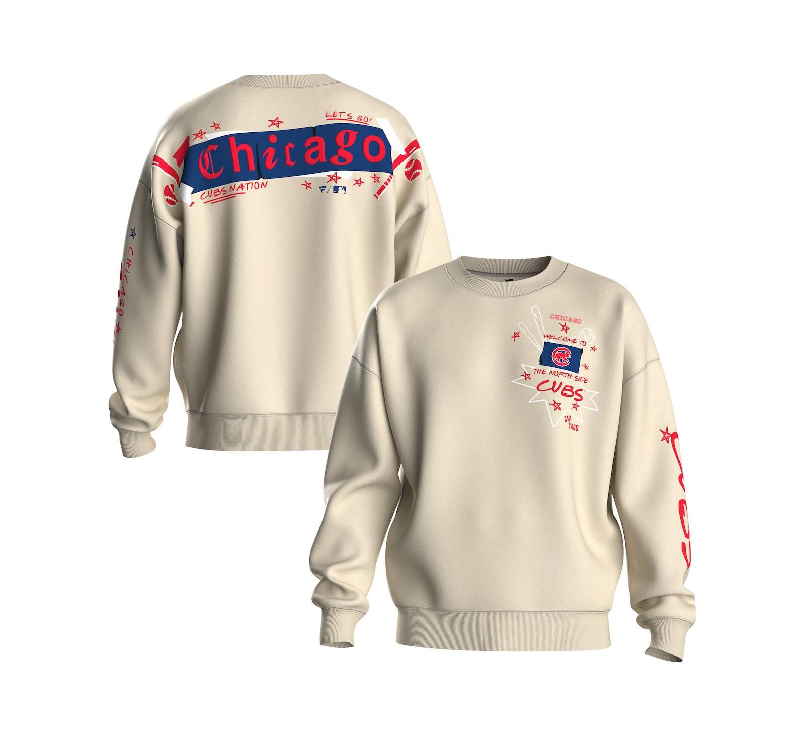 Fanatics Women's Beige Chicago Cubs Graffiti Fleece Sweatshirt