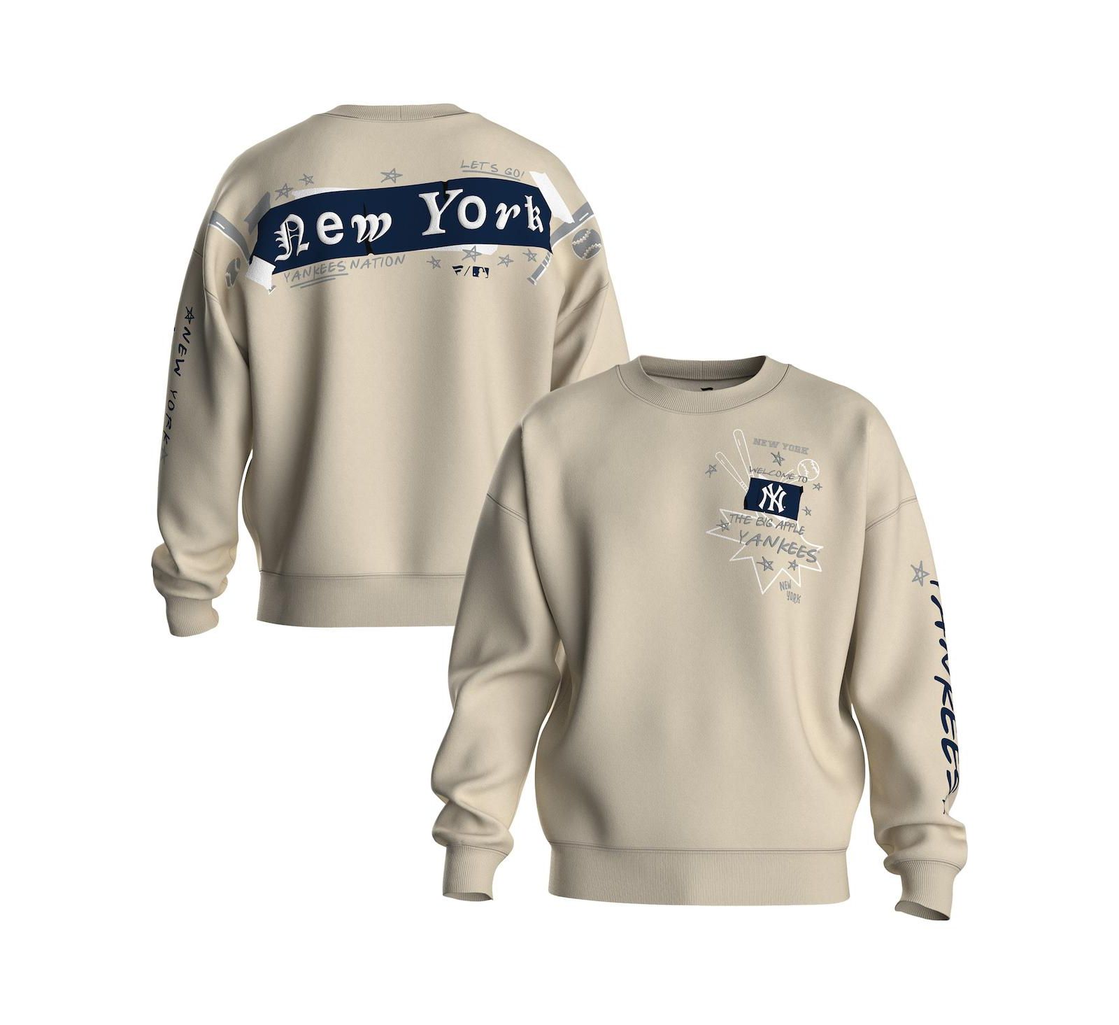 Женское флисовое худи Fanatics New York Yankees Graffiti бежевое