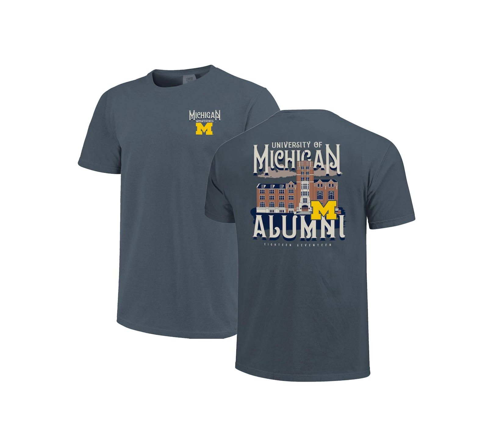 Джинсовая футболка Image One для мужчин и женщин Michigan Wolverines Comfort Colors Campus Alumni
