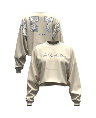 Fanatics Женская светло-бежевая укороченная футболка New York Mets Spirit Floral Script