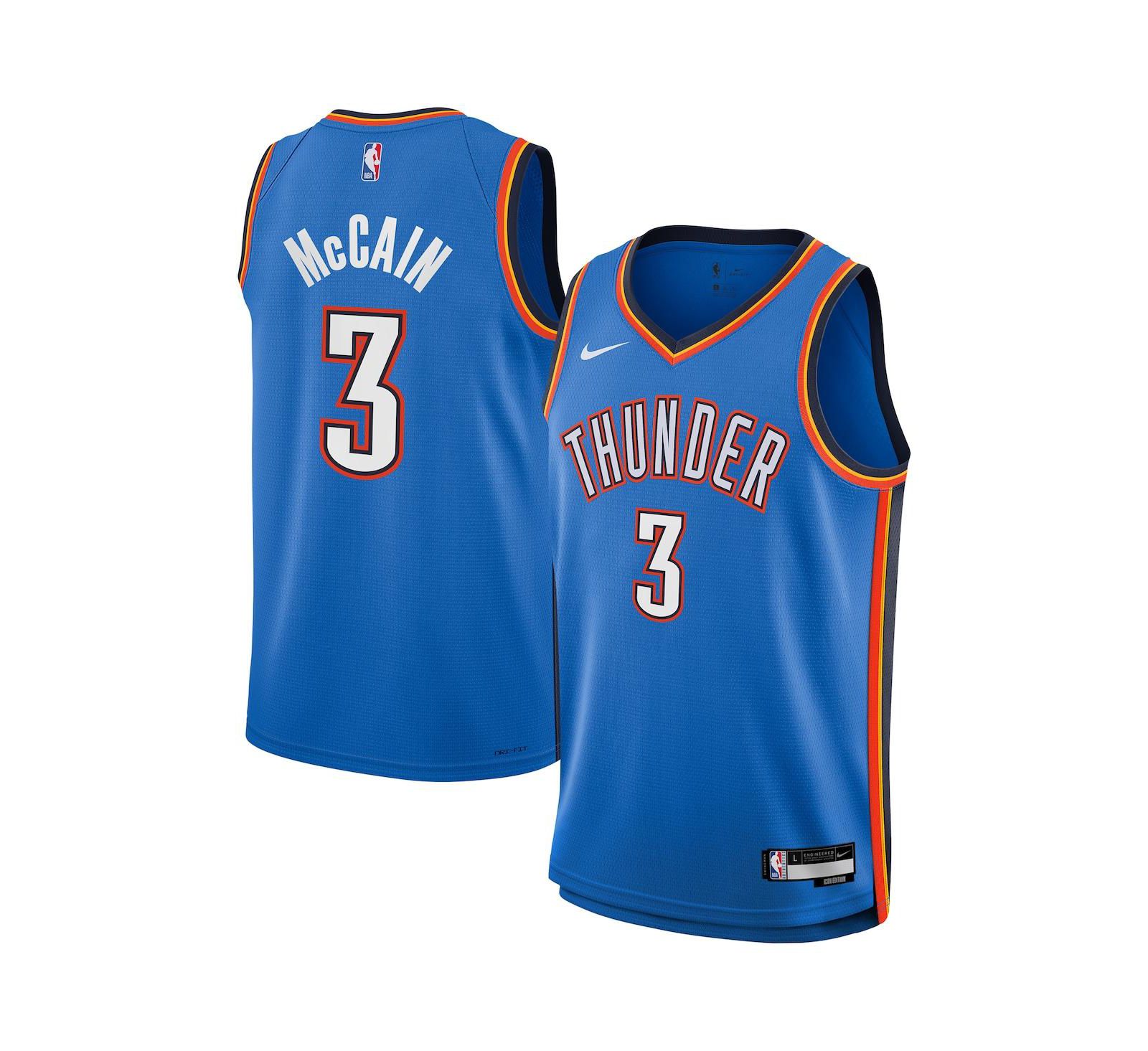 Nike Спортивная джерси Jared McCain Blue Oklahoma City Thunder Swingman - Icon Edition для мальчиков и девочек