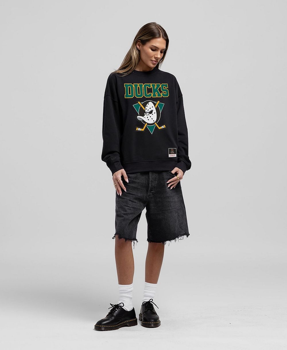 Женская безразмерная толстовка Mitchell & Ness Black Anaheim Ducks Core